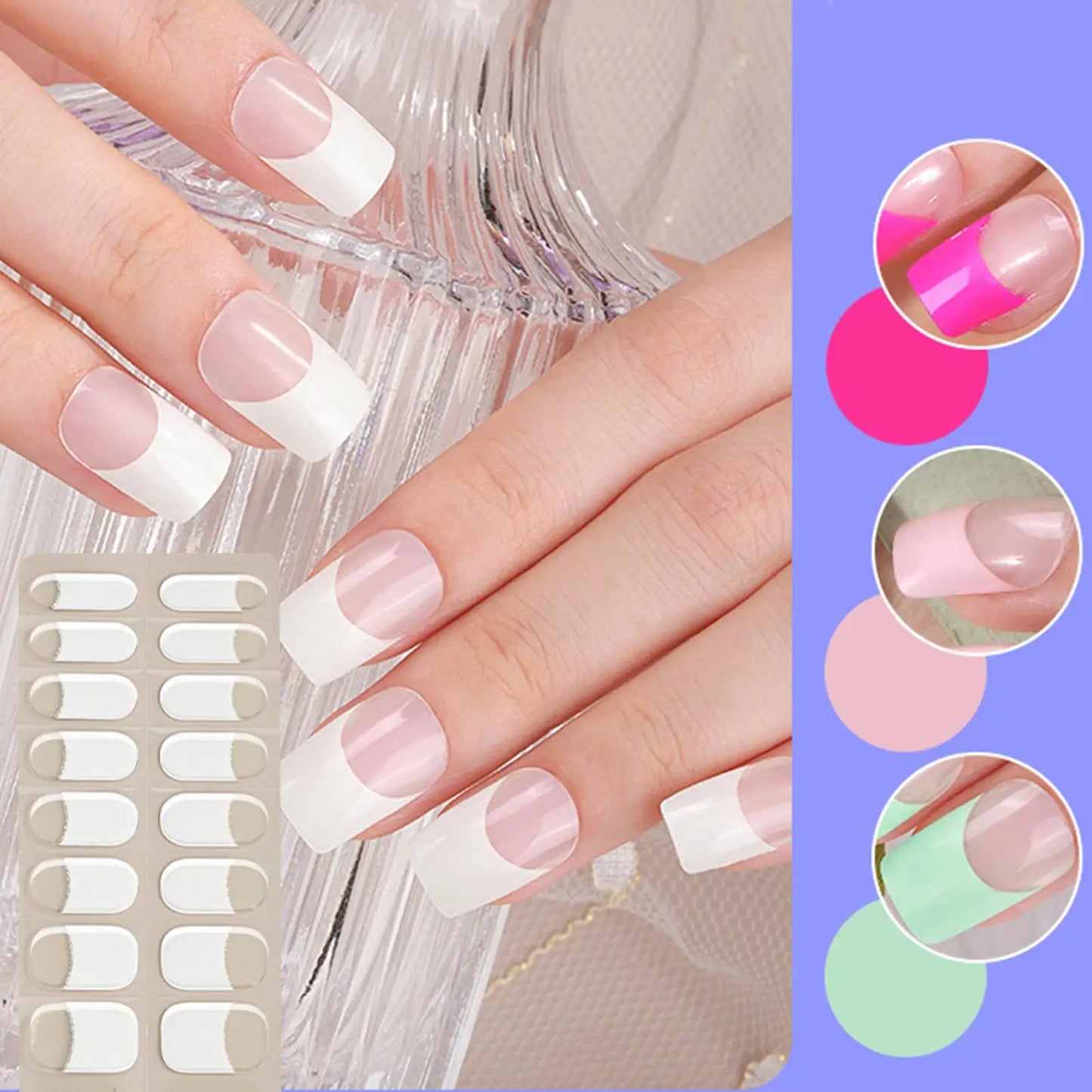 Semi Cured Gel Nail Strips – French Gel Sticker Manicure