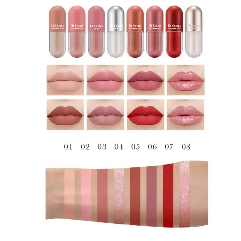 Fit Colors 8-Pc Velvet Matte Liquid Lipstick Set | Long-Lasting