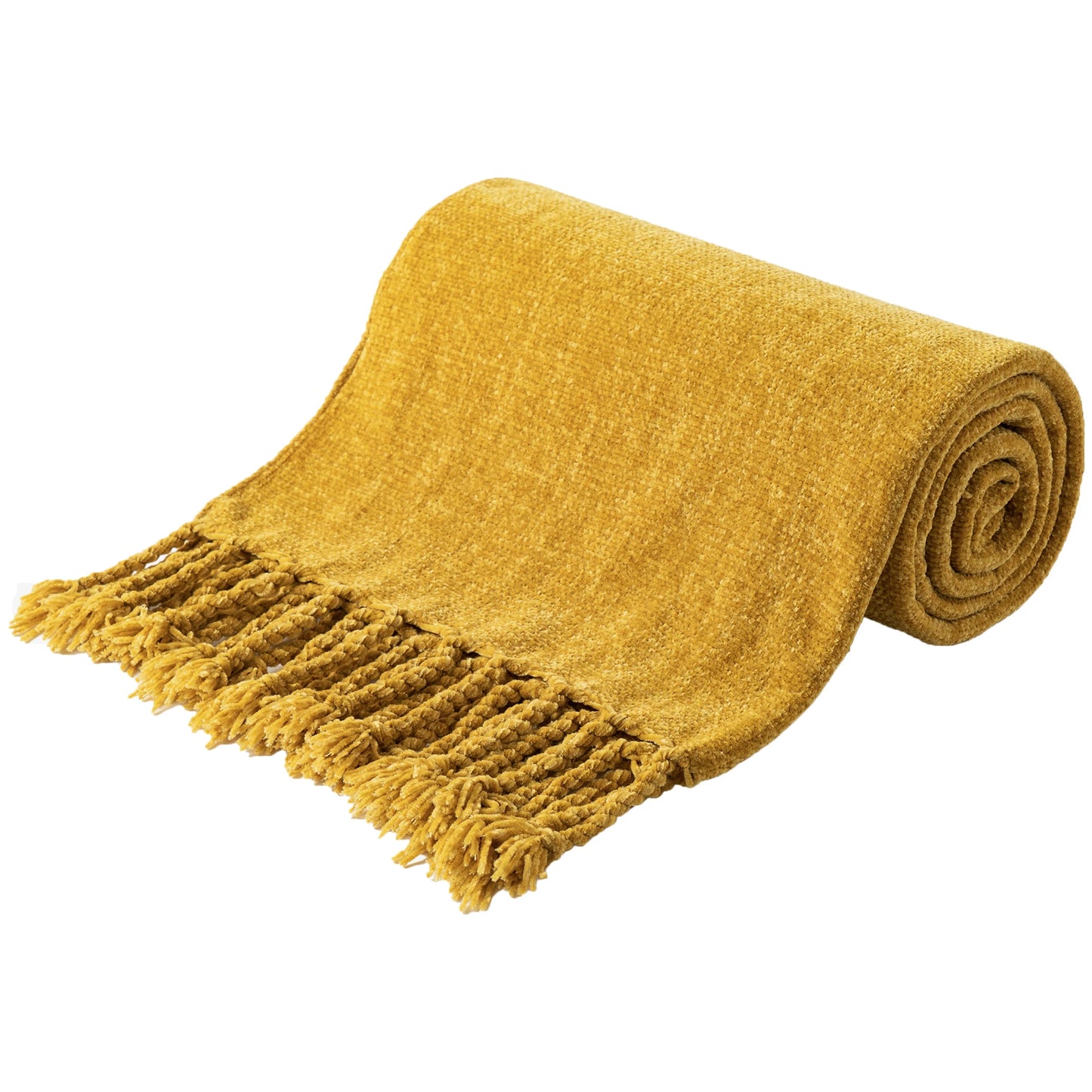 Battilo Chenille Throw Blanket with Fringe Tassels | Soft Knit