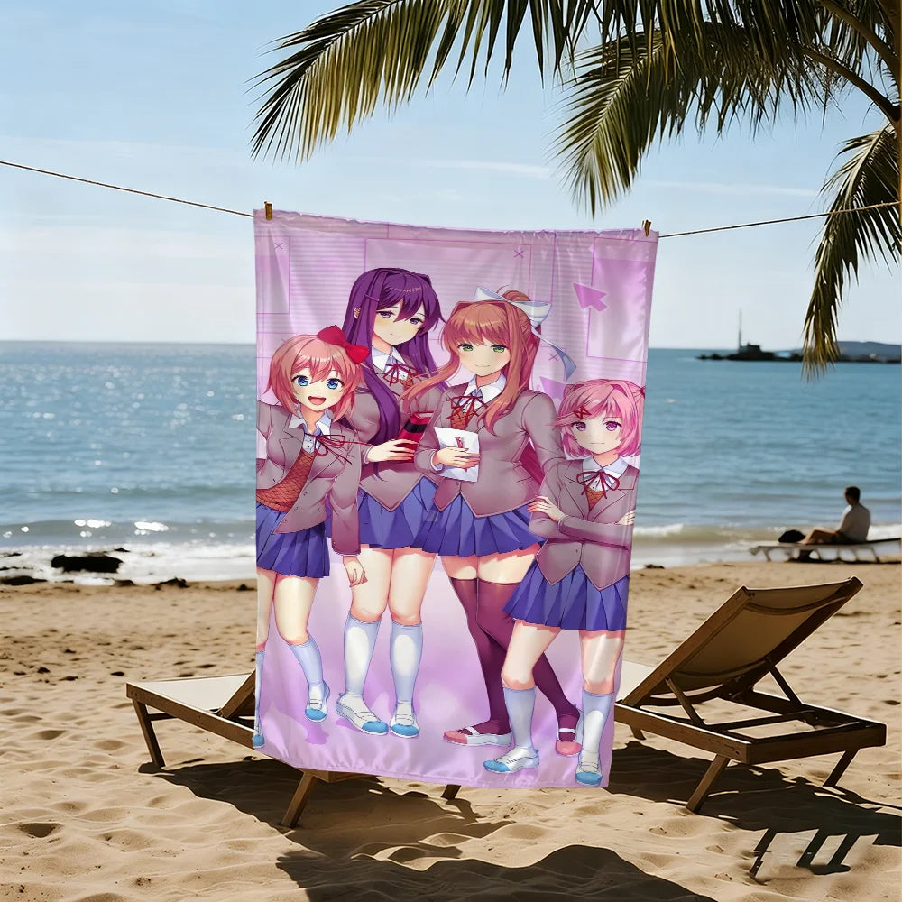 D-Doki Anime Club Quick-Dry Beach Towel | Soft Pool Towel Gift Quick-Dry Beach Towel Peaceful Pleasures Health and Wellness