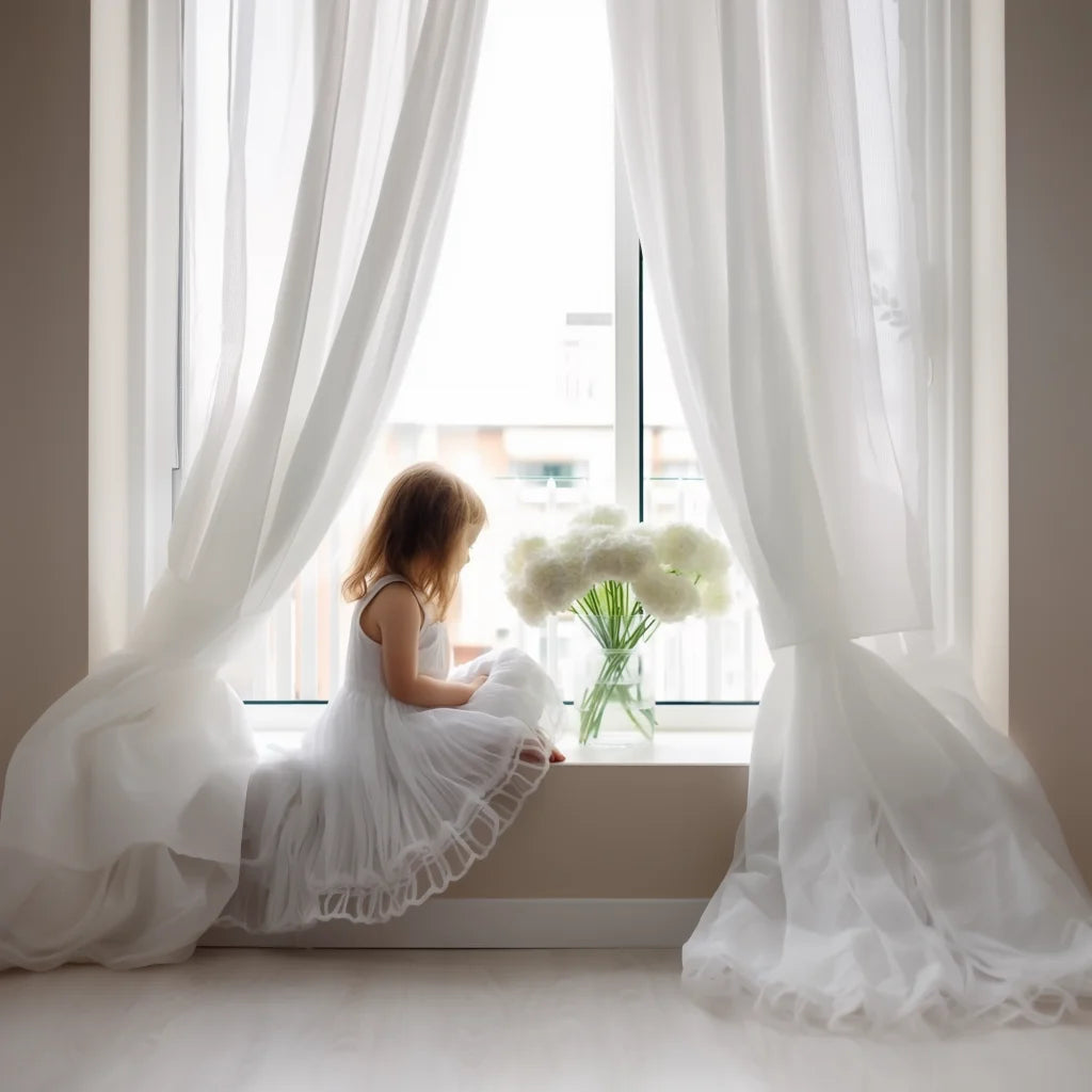 White Sheer Curtains Transparent Tulle Curtain Luxury Chiffon Window Curtains For Bedroom Villa Opaque Drapes Living Room Decor Peaceful Pleasures Health and Wellness