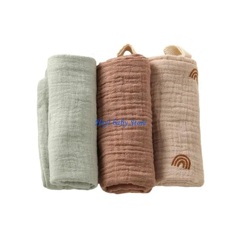 4-Layer Cotton Baby Washcloths Drool Bibs 3-Pack | Soft & Absorbent
