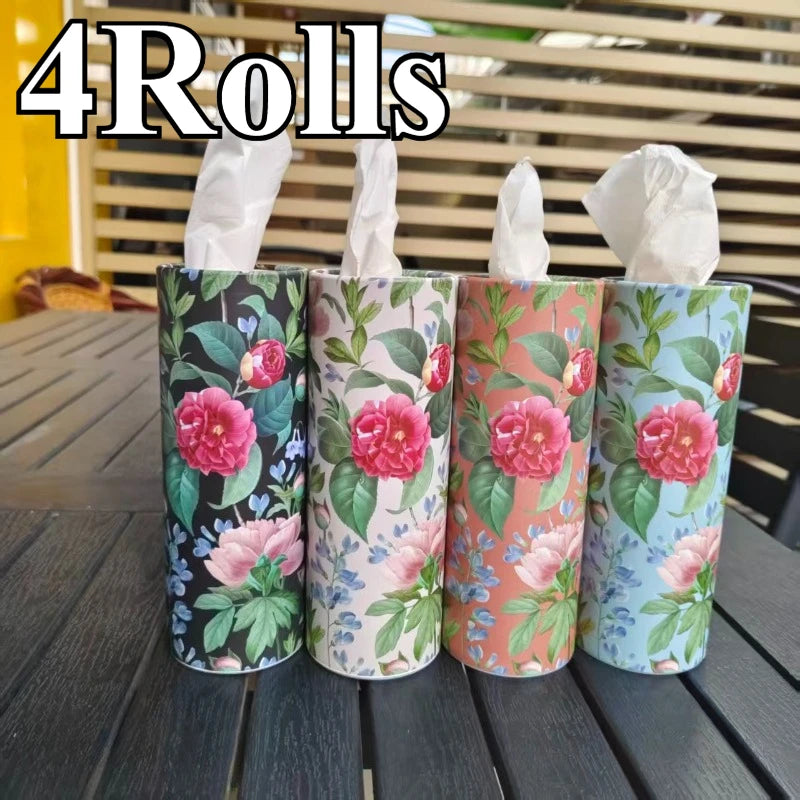 Cylindrical Tissue Tubes 4-Roll Set | Car, Party & Home Use