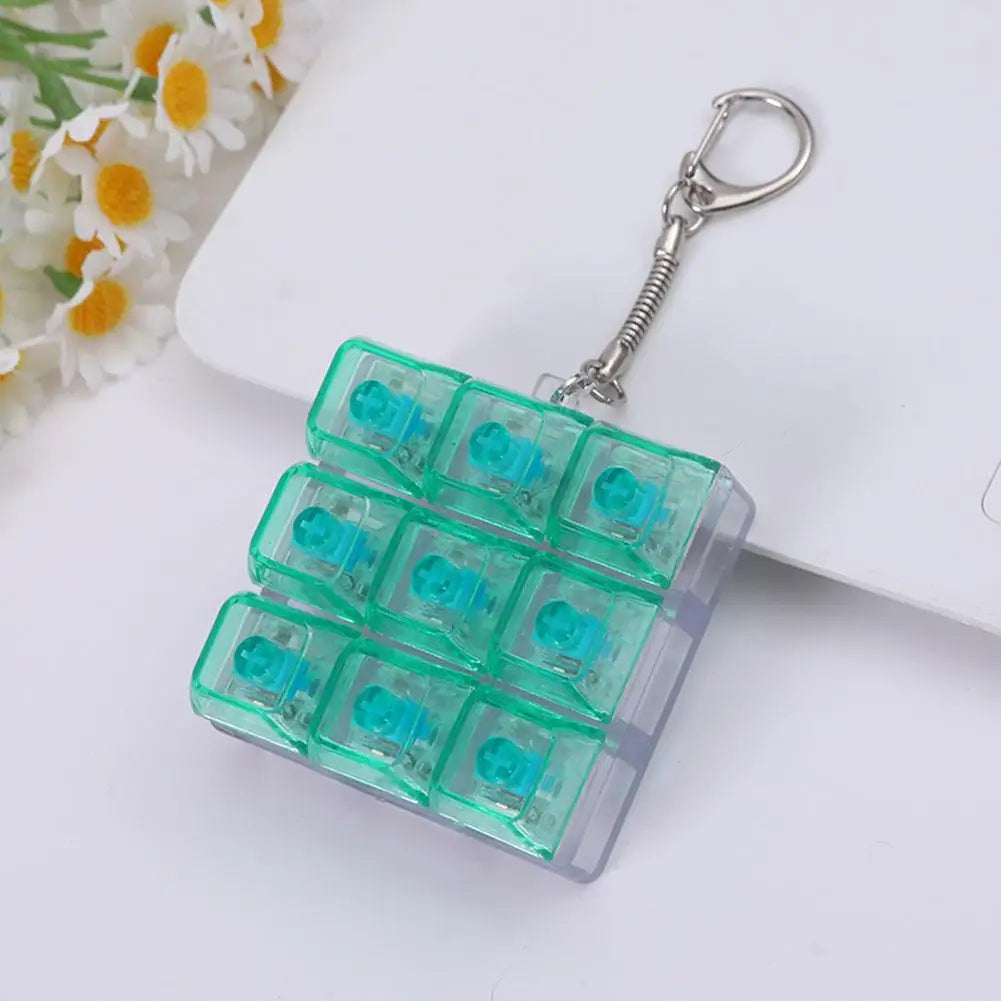 Lightweight Versatile Decompression Keychain Fingertip Press Luminous Button Toy Protable 9-key Keyboard Relieve Anxiety Toys Peaceful Pleasures Health and Wellness
