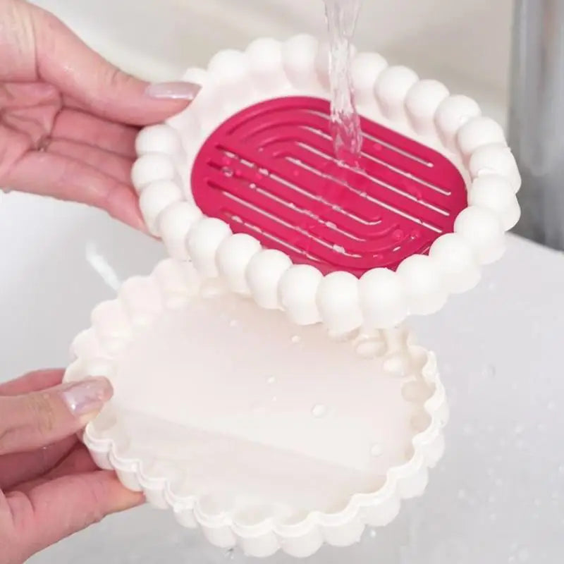 Portable Bathroom Soap Tray with Integrated Draining System Durable Longlast Plastic Peaceful Pleasures Health and Wellness
