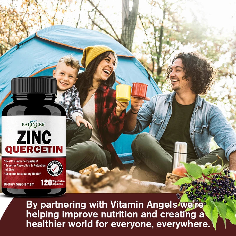 Quercetin + Zinc Vegetarian Capsules - Supports Immune, Skin and Bone Health, Nutritional Metabolism Supplement Peaceful Pleasures Health and Wellness