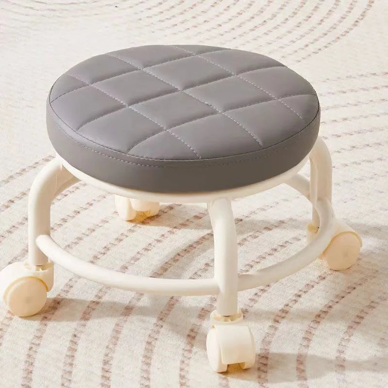 Pulley, Low Stool, Universal Wheel, Small Stool, Seat with Wheels, CHILDREN'S Multi-functional Shoe Changing Stool, round Stool Peaceful Pleasures Health and Wellness Grey