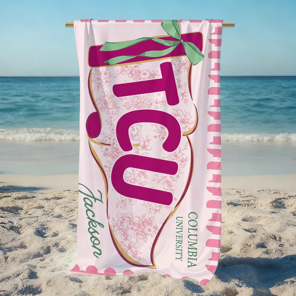 Personalized School Spirit Quick-Dry Beach Towel | 11 Sizes Quick-Dry Beach Towel Peaceful Pleasures Health and Wellness