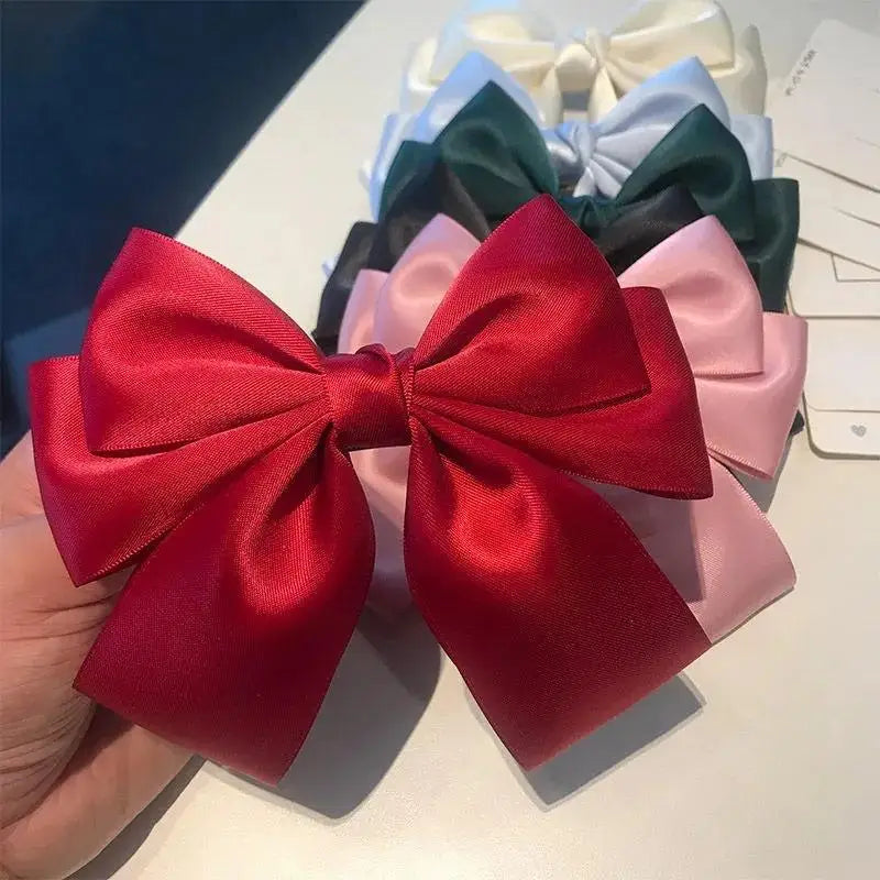 Bow Ribbon Hair Clip – Solid Color Bowknot Barrette for Women