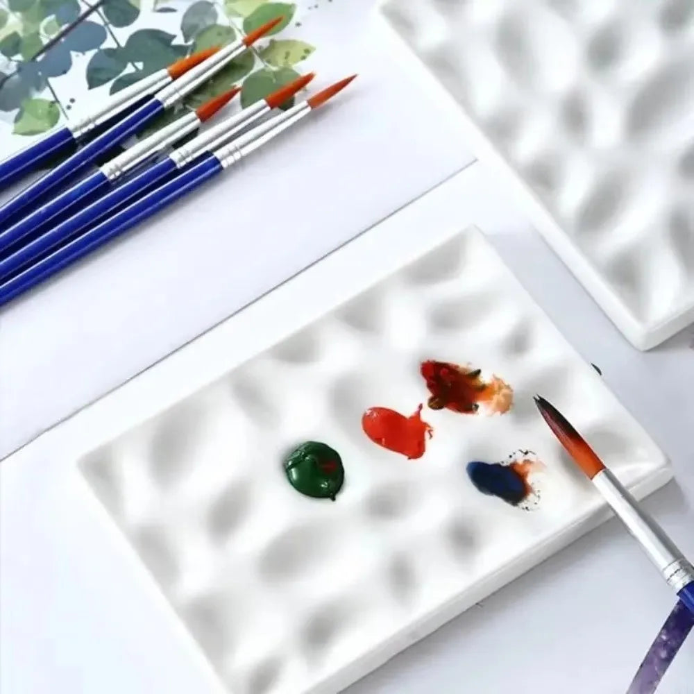 Multi Compartment Ceramic Paint Palette Professional Smooth Surface Rectangular Pothole Pigment Tray DIY Easy To Rinse Peaceful Pleasures Health and Wellness