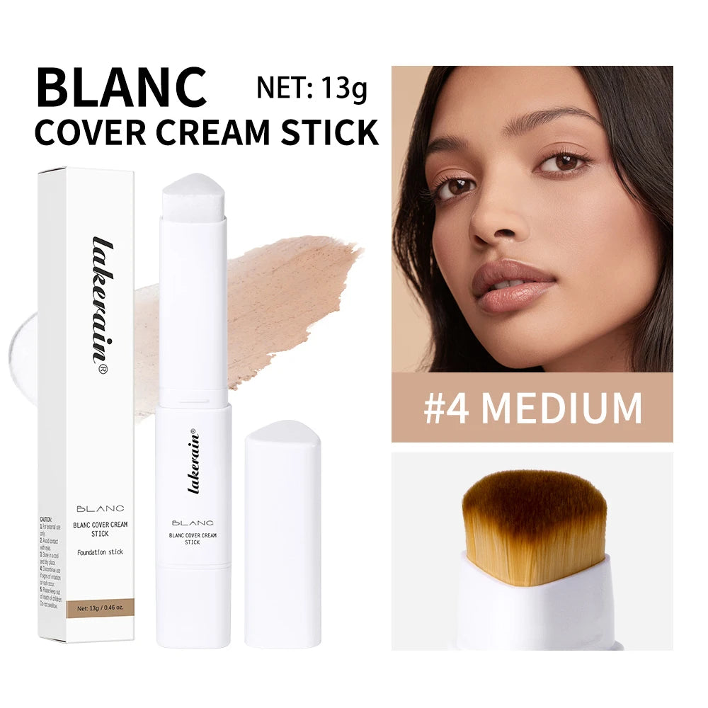 Lakerain Color Changing Foundation Stick Full Coverage Matte Finish Dual-Ended Brush & Stick Waterproof Smooth Foundation Makeup Peaceful Pleasures Health and Wellness 4medium