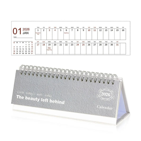 2026 Calendar Desk Calendar Portable Size Simple Style Desktop Display Desktop Decoration Monthly Planner Classroom Use Peaceful Pleasures Health and Wellness Grey White