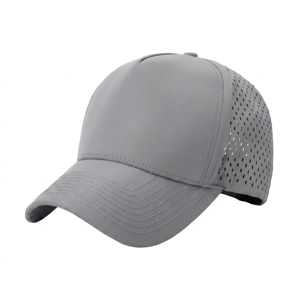 Breathable Quick Dry Sports Cap with Laser Perforation for Outdoor Cycling and Hiking UPF Protections Adjustable Fit Peaceful Pleasures Health and Wellness Light gray