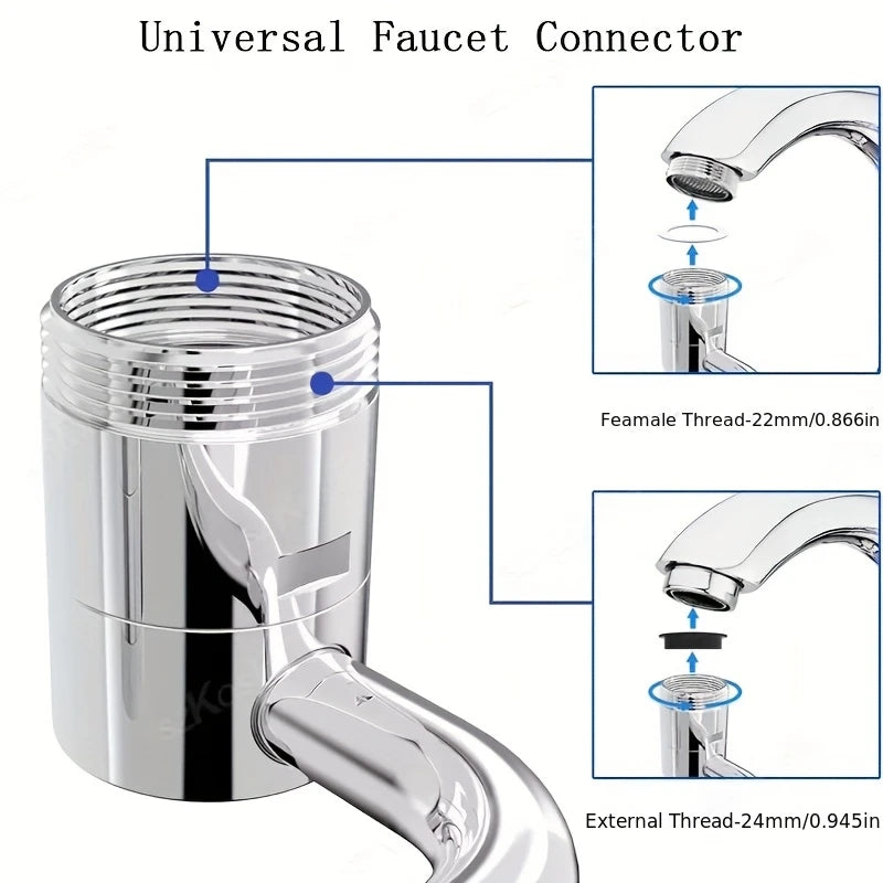 1080° Rotating Stainless Steel Faucet Extender | Dual Spray