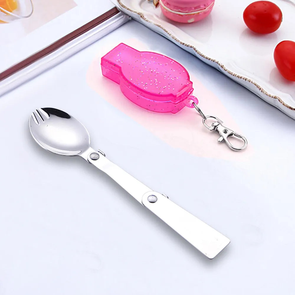 Foldable Camping Spoon & Fork Set – Stainless Steel Portable