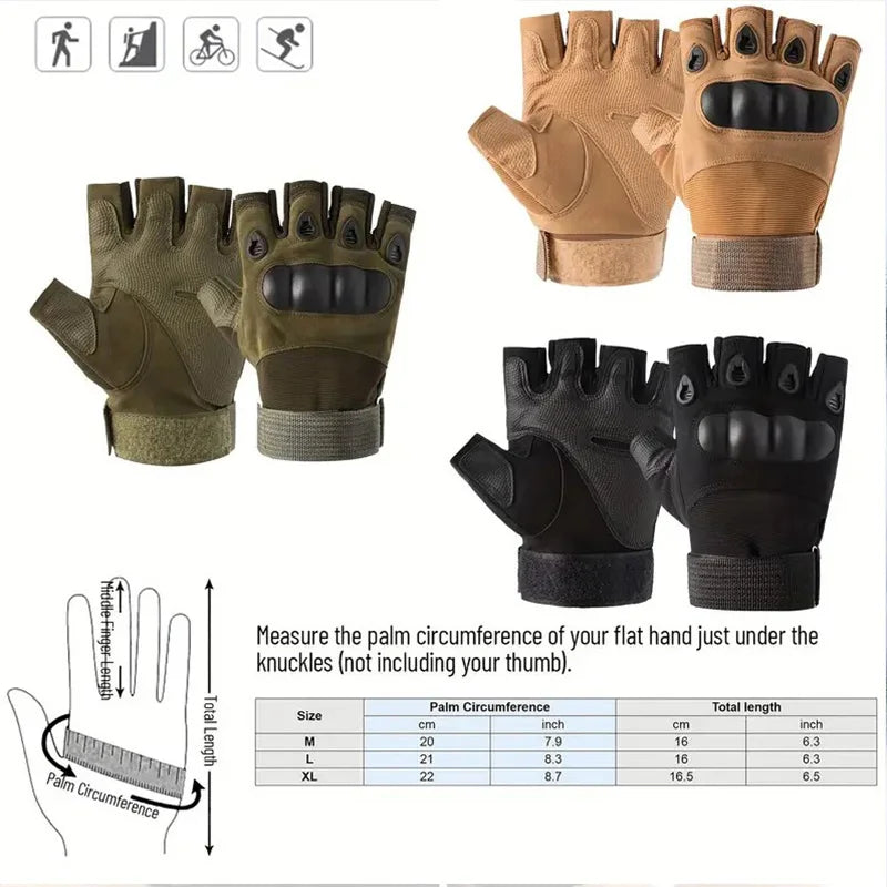 1Pair Tactical Fingerless Gloves for Men - Ideal for Outdoor Sports, Shooting, Hunting, Airsoft, and Cycling Peaceful Pleasures Health and Wellness