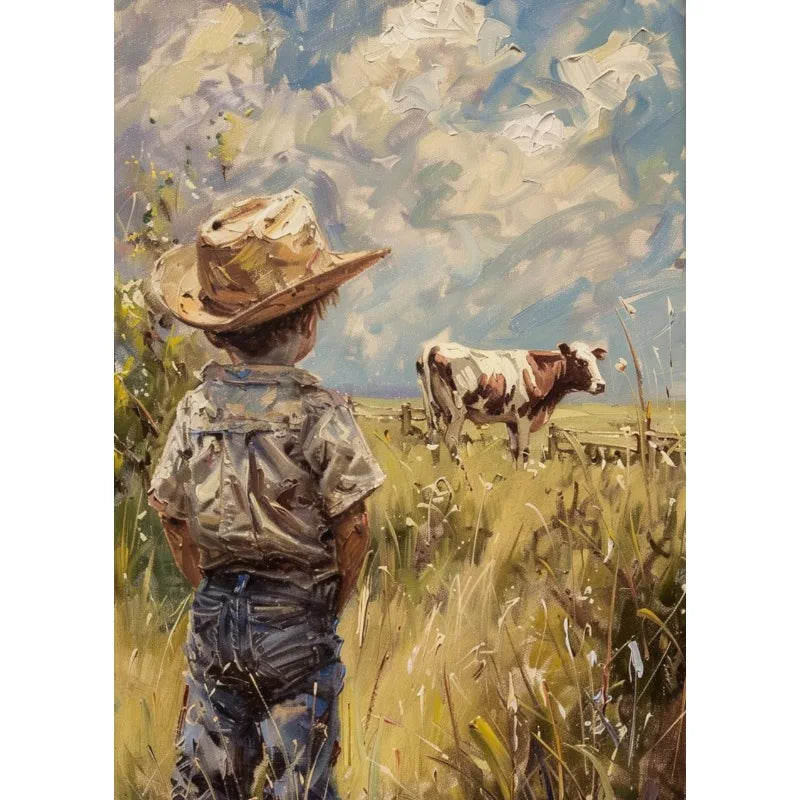 Retro Fishing Boys Canvas Wall Art | Farmhouse & Nursery Decor