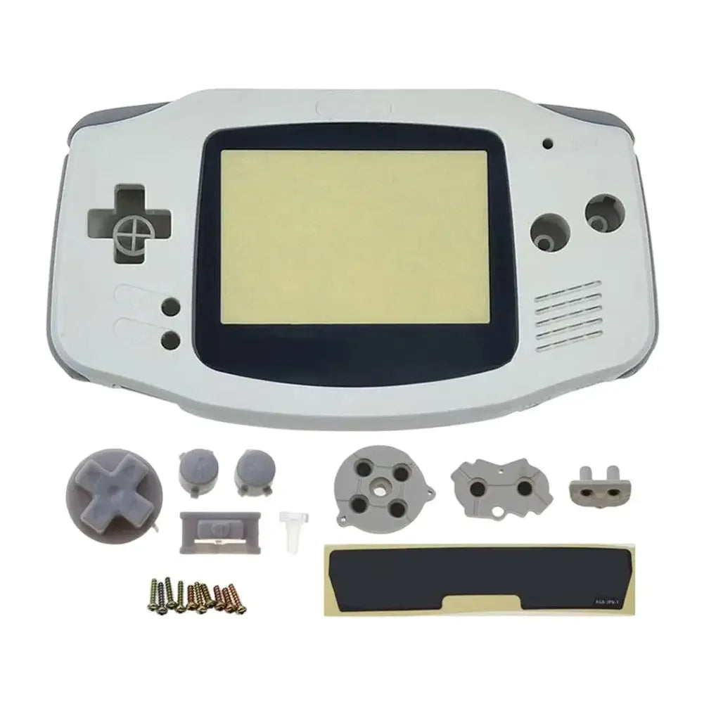 Full Housing Shell Replacement for Game Boy Advance GBA Clear Transparent Custom Case Cover Buttons Screws Full Set DIY Repair Peaceful Pleasures Health and Wellness White