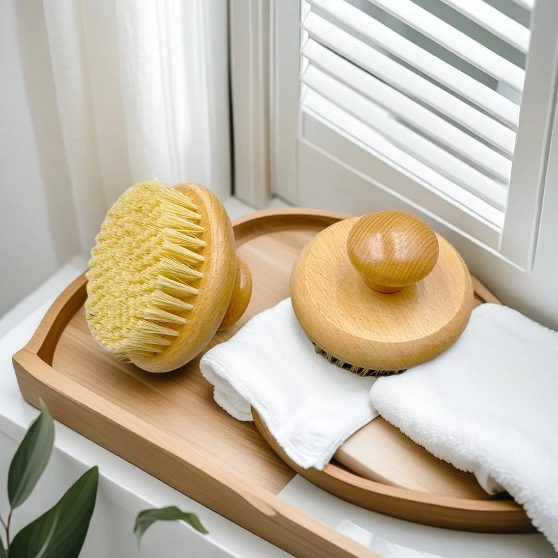 Sisal Bristle Bath Brush | Natural Beech Wood Body Scrubber