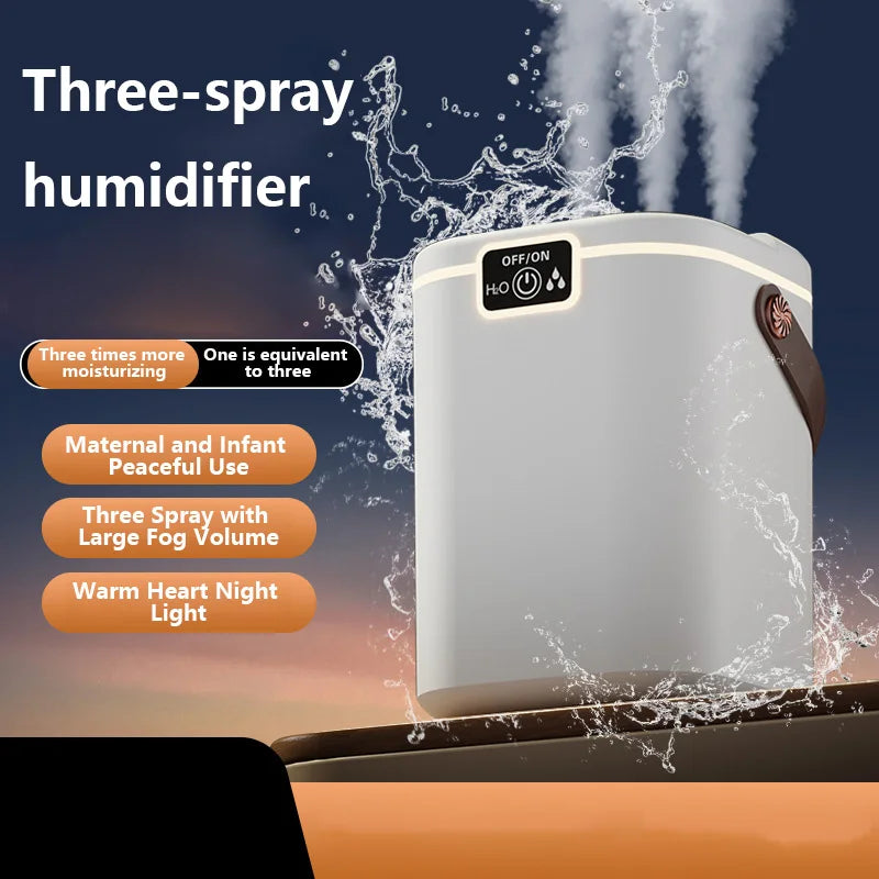 HOMEFISH 2L Three-Nozzle Night Light Humidifier | Type-C