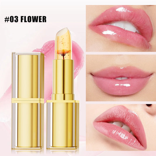 Hello Kiss PH Color-Changing Jelly Lip Balm | Gold Foil Lipstick Color-Changing Lip Balm Oasis Select