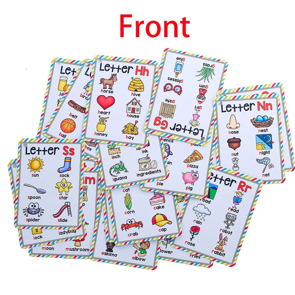 Bview Art English 26 Letters Alphabet Phonics Pocket Flash Cards