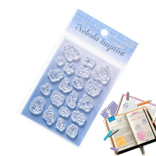 Clear Silicone Journaling Stamps with Acrylic Handle | Notebook Clear Journaling Stamp Oasis Select