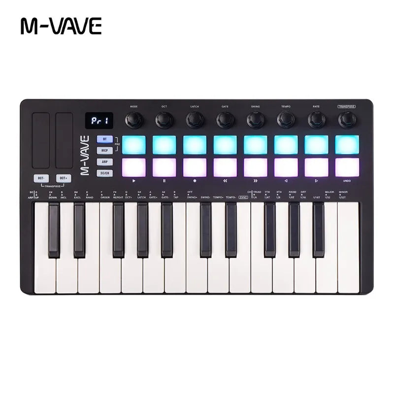 M-VAVE SMK- 25 Key MIDI Keyboard Controller 16 RGB Drum Pads
