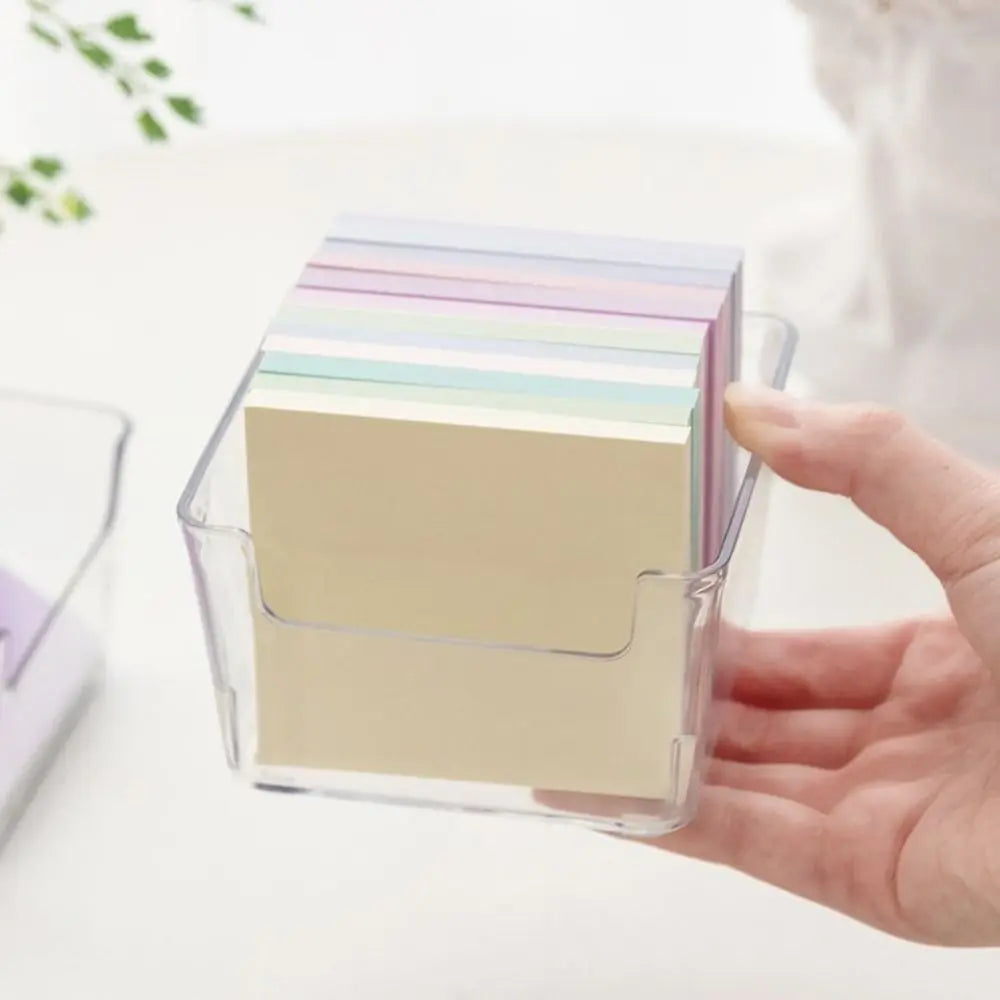 Simple Chic Acrylic Note Holder Transparent Waterproof Clear Note Box Card Paper Efficient Desk Organizer Desktop Peaceful Pleasures Health and Wellness
