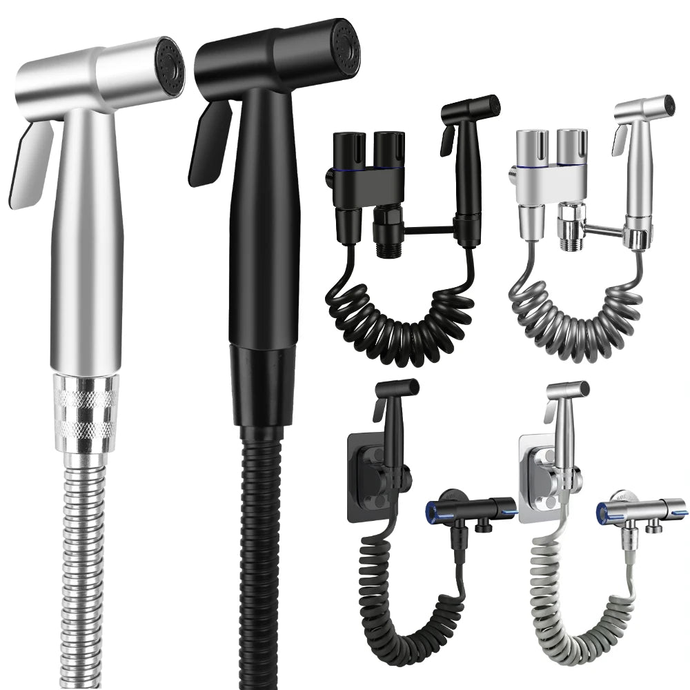 Stainless Steel Faucet Spray Gun Handheld Toilet Bidet Faucet Stainless Steel Hand Bidet Sprayers Brushed Water Sprayer Peaceful Pleasures Health and Wellness