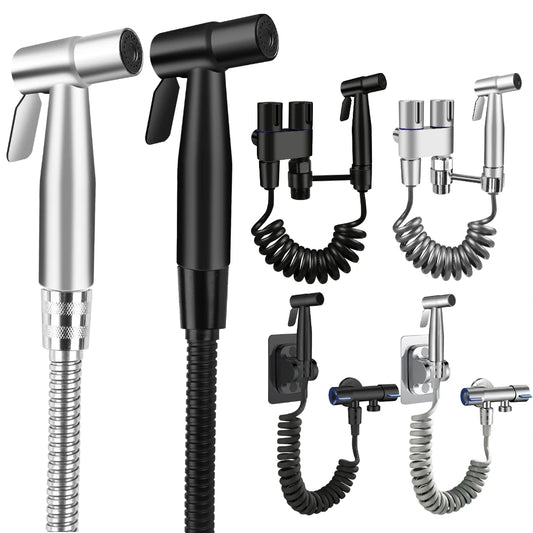 Stainless Steel Faucet Spray Gun Handheld Toilet Bidet Faucet Stainless Steel Hand Bidet Sprayers Brushed Water Sprayer Peaceful Pleasures Health and Wellness