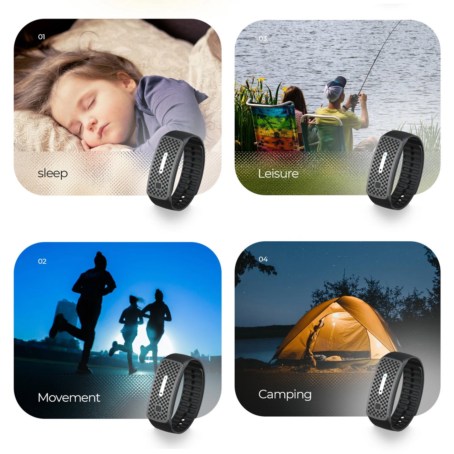 Ultrasonic Anti-Insect Bracelet Adjustable Silicone Belt Waterproof Design Essential for Outdoor Camping Peaceful Pleasures Health and Wellness