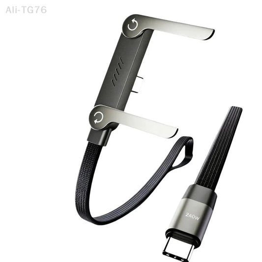 240W USB-C Fast Charging Cable with Foldable Phone Stand USB-C Charging Cable Peaceful Pleasures Health and Wellness