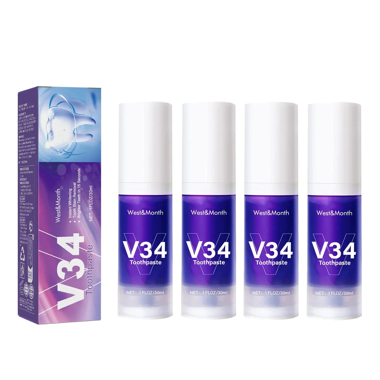 V34 Purple Toothpaste Mousse – Whitening Pump Oral Care