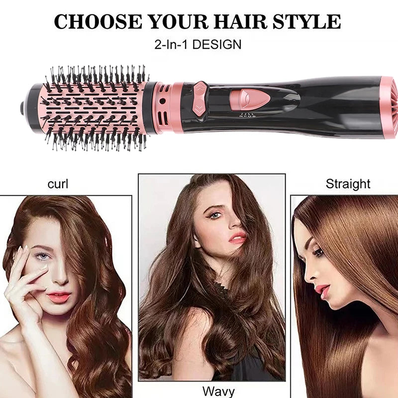 Hair Dryer Brush 2 In 1 Hot Air Spin Brush Curling Straightening Styling Auto-Rotating Ionic Round Blow Hair Dryer Volumizer Peaceful Pleasures Health and Wellness