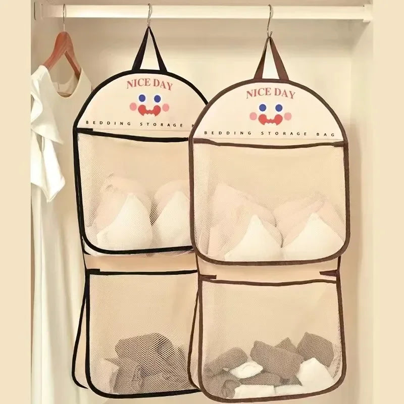 Large Capacity Cartoon Wall mounted sundry Mesh Bag Portable Toy Clothes sock collating Organizer Net Bathroom Storage Mesh Bag Peaceful Pleasures Health and Wellness