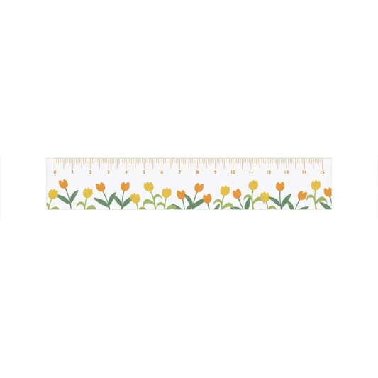 Creative Multifunction 15cm Straight Ruler Double-duty Acrylic Math Drawing Ruler Tulip Transparent Flower Bookmark Student Peaceful Pleasures Health and Wellness C