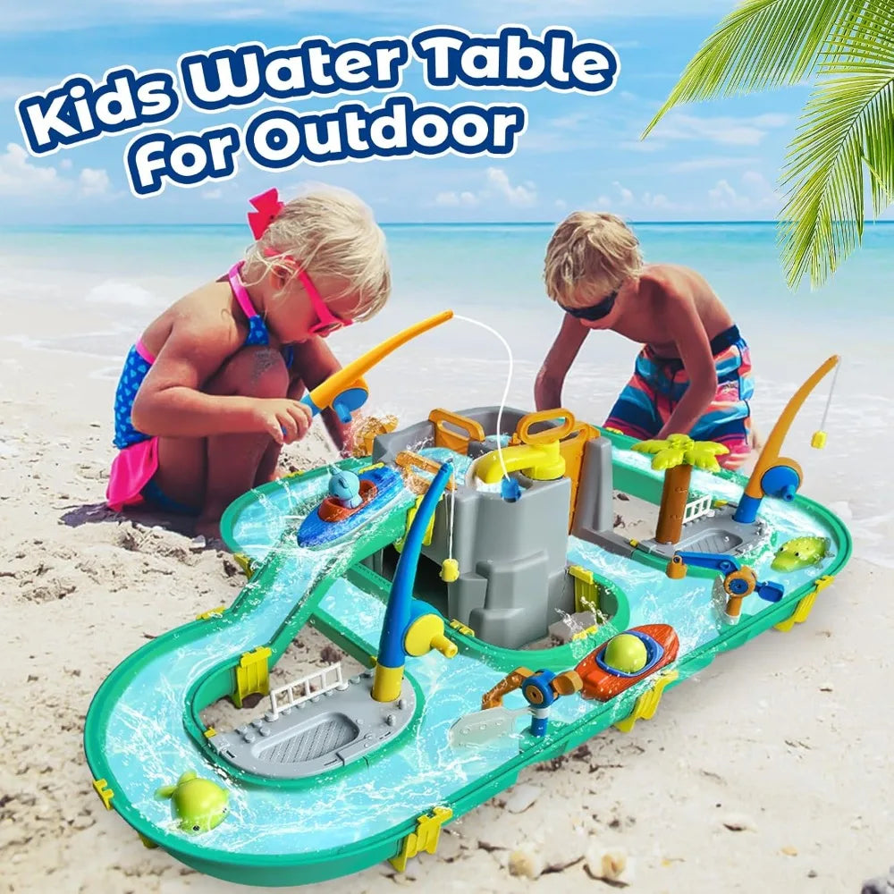 2-Tier Kids Water Table | Outdoor Toddler Water Park Playset