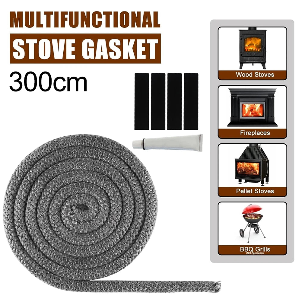 Fireplace Sealing Rope Wood Stove Door Gasket Seal Replacement Black