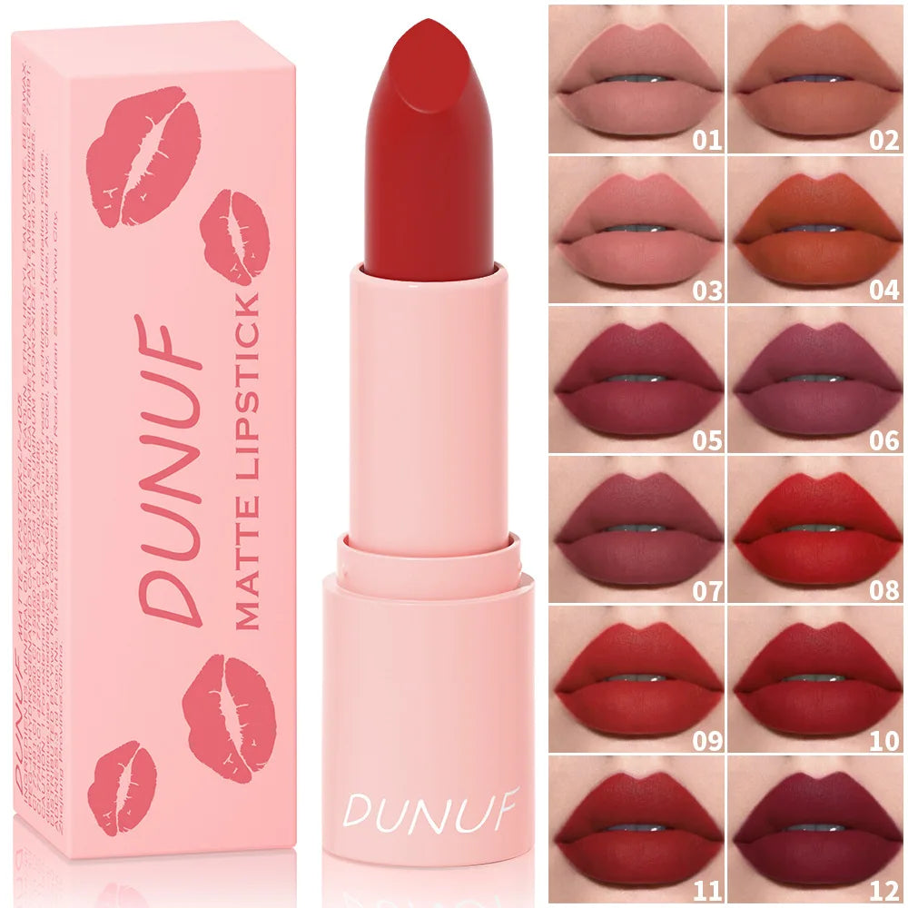 DUNUF Matte Lipstick – 24Hr Waterproof Non-Stick Lip Color