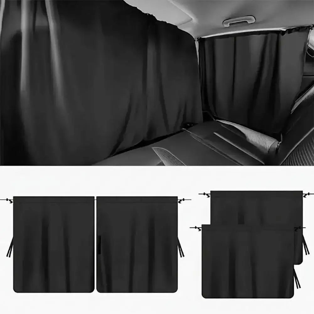 4-Pack Black Car Privacy Curtains | UV & Heat Block Shades