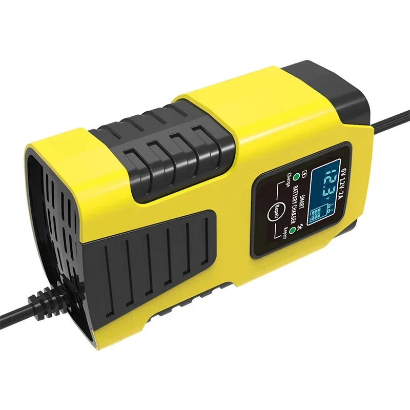New Automatic 2A 6V 12V Car Battery Charger Lead-Acid GEL AGM Wet Calcium Deep Cycle VRLA Pulse Repair with LCD Display Peaceful Pleasures Health and Wellness