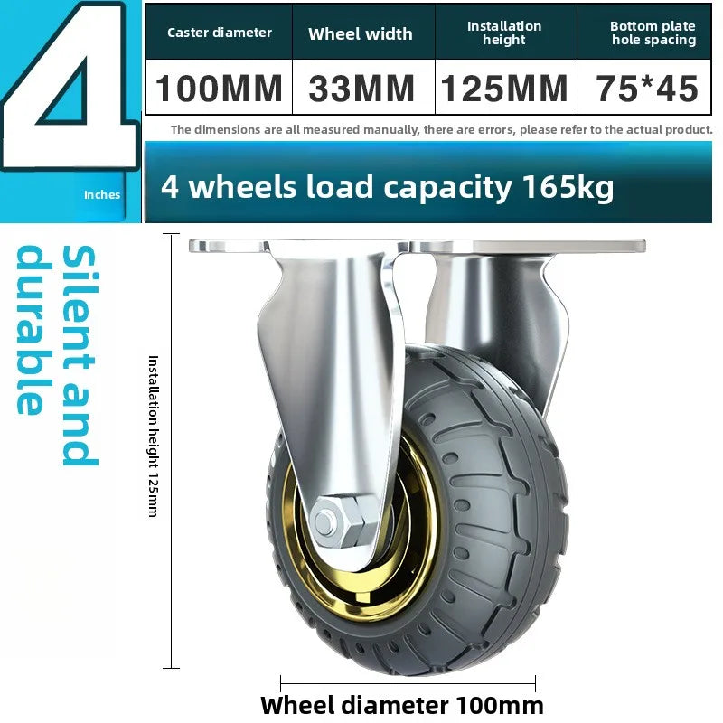 3/4/5 Inch Silent Swivel Rubber Caster Wheel – Heavy Duty