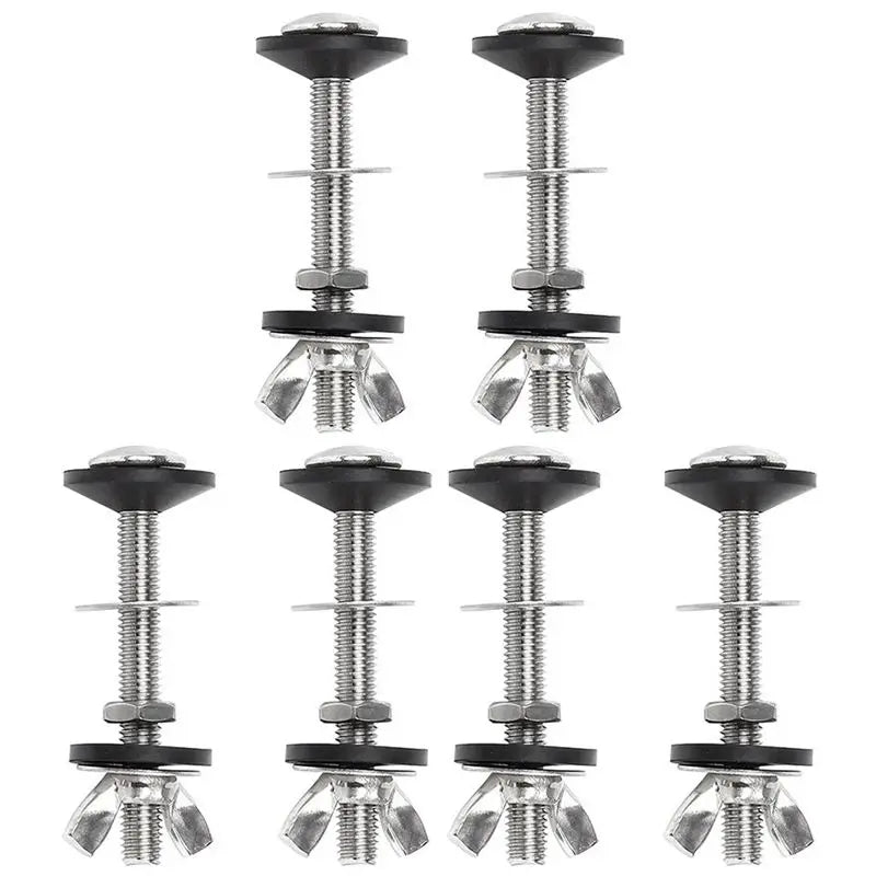 A36T-6 Pack Toilet Tank To Bowl Bolt Kits Cistern Bolts Kit,Stainless Steel Toilet Pan Fixing Fitting With Double Gaskets Peaceful Pleasures Health and Wellness Silver