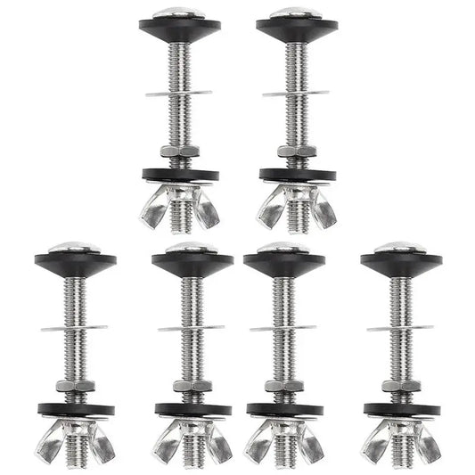 A36T-6 Pack Toilet Tank To Bowl Bolt Kits Cistern Bolts Kit,Stainless Steel Toilet Pan Fixing Fitting With Double Gaskets Peaceful Pleasures Health and Wellness Silver