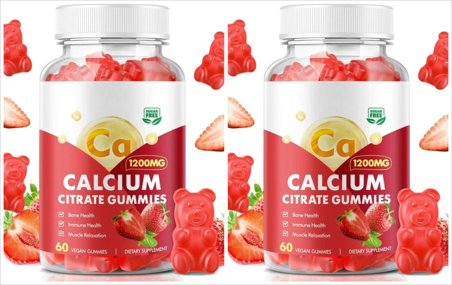 Calcium Citrate Gummies 1200mg Sugar Free – Strawberry 60ct