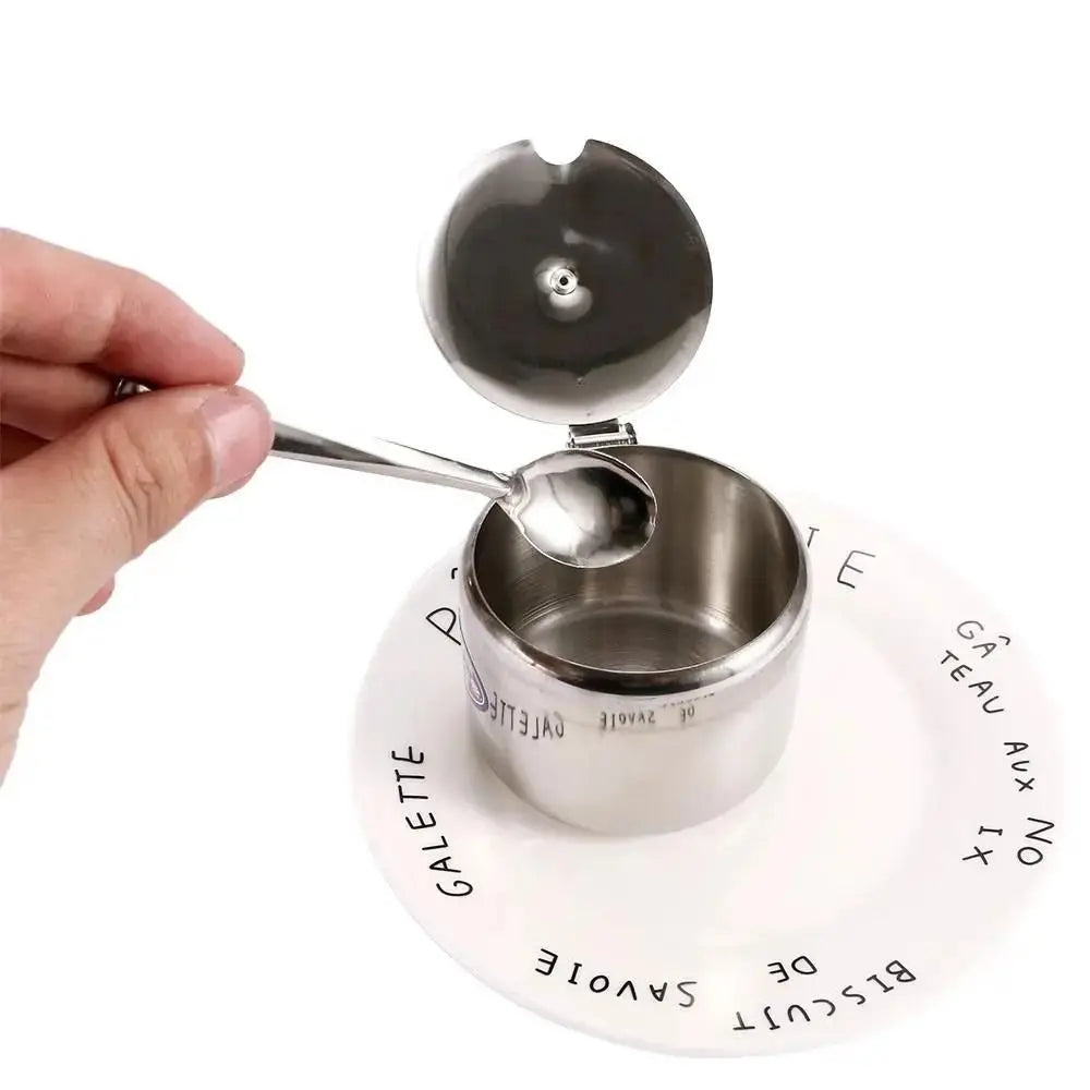 Stainless Steel Sugar & Spice Jar with Lid and Spoon