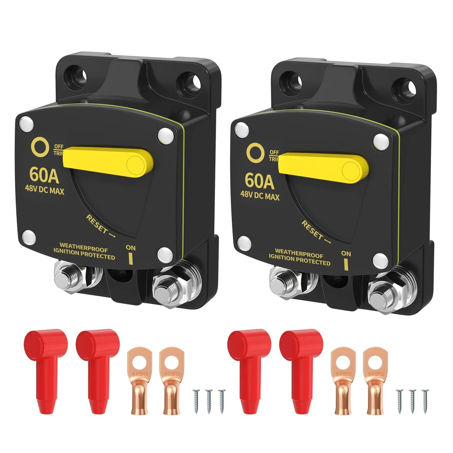 Marine Circuit Breaker 12V-48V DC Manual Reset 30A-100A Peaceful Pleasures Health and Wellness 60A United States