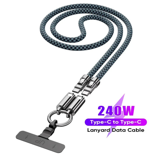 240W USB-C Fast Charging Cable 5A Short Keychain Cord USB-C Charging Cable Peaceful Pleasures Health and Wellness