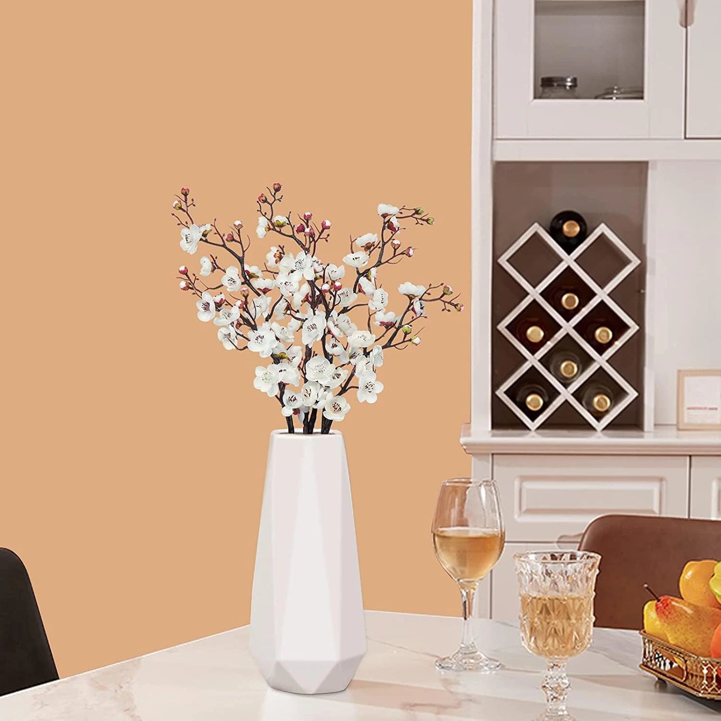 Silk Plum Blossom Peach Branch Artificial Flowers – Home Decor